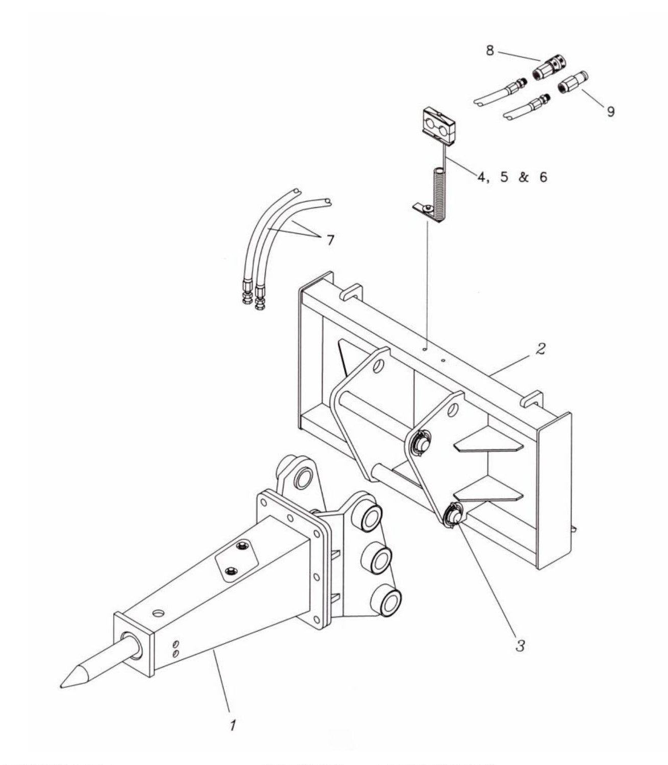 Fx55 (Serial No.1001 and Up) Two-Position (Pin-On) Universal Quick Attach Bracket Assembly Parts