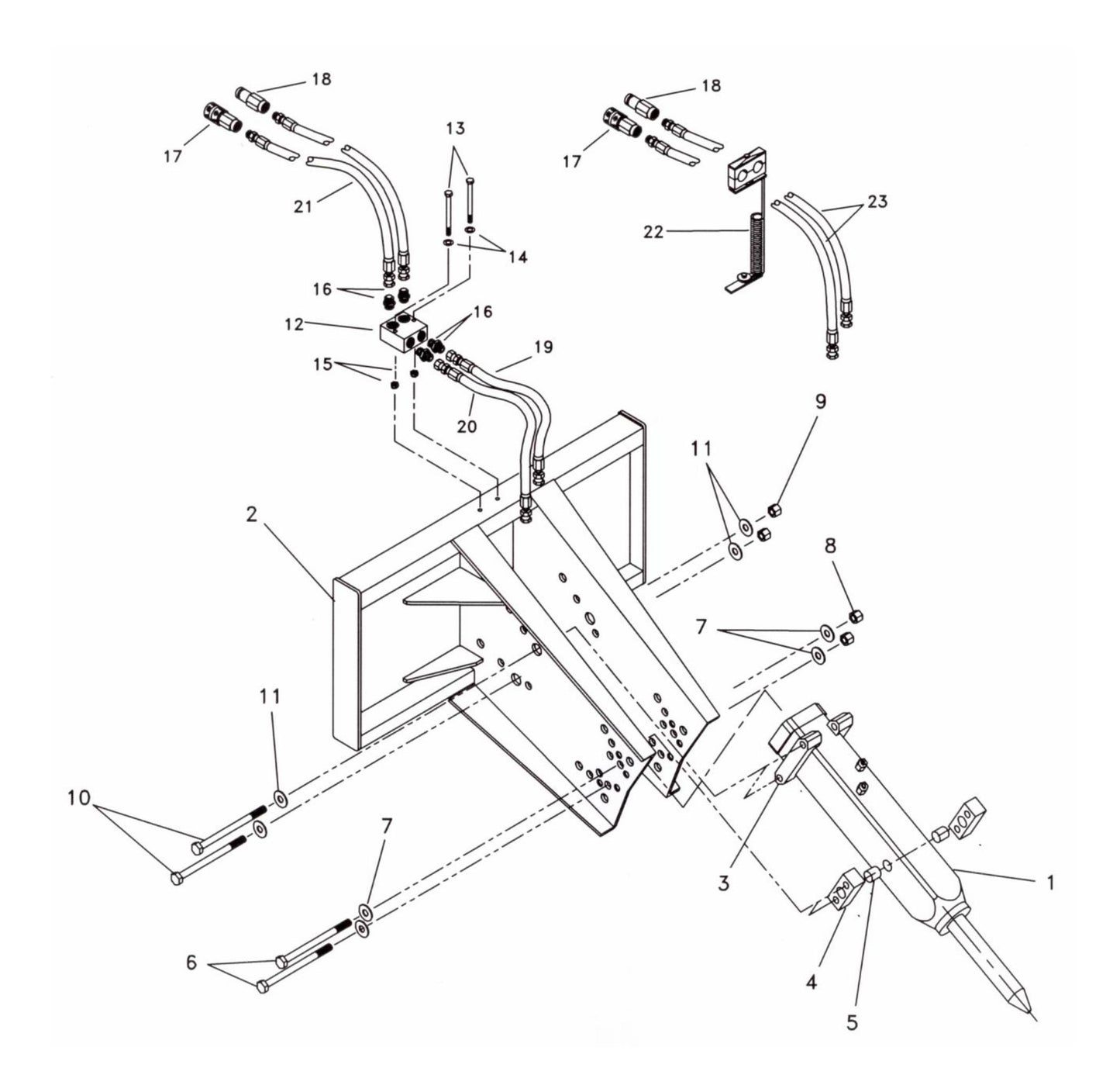Fx55 (Serial No.1001 and Up) Open Style One-Piece Rigid Quick Attach Bracket Assembly Parts
