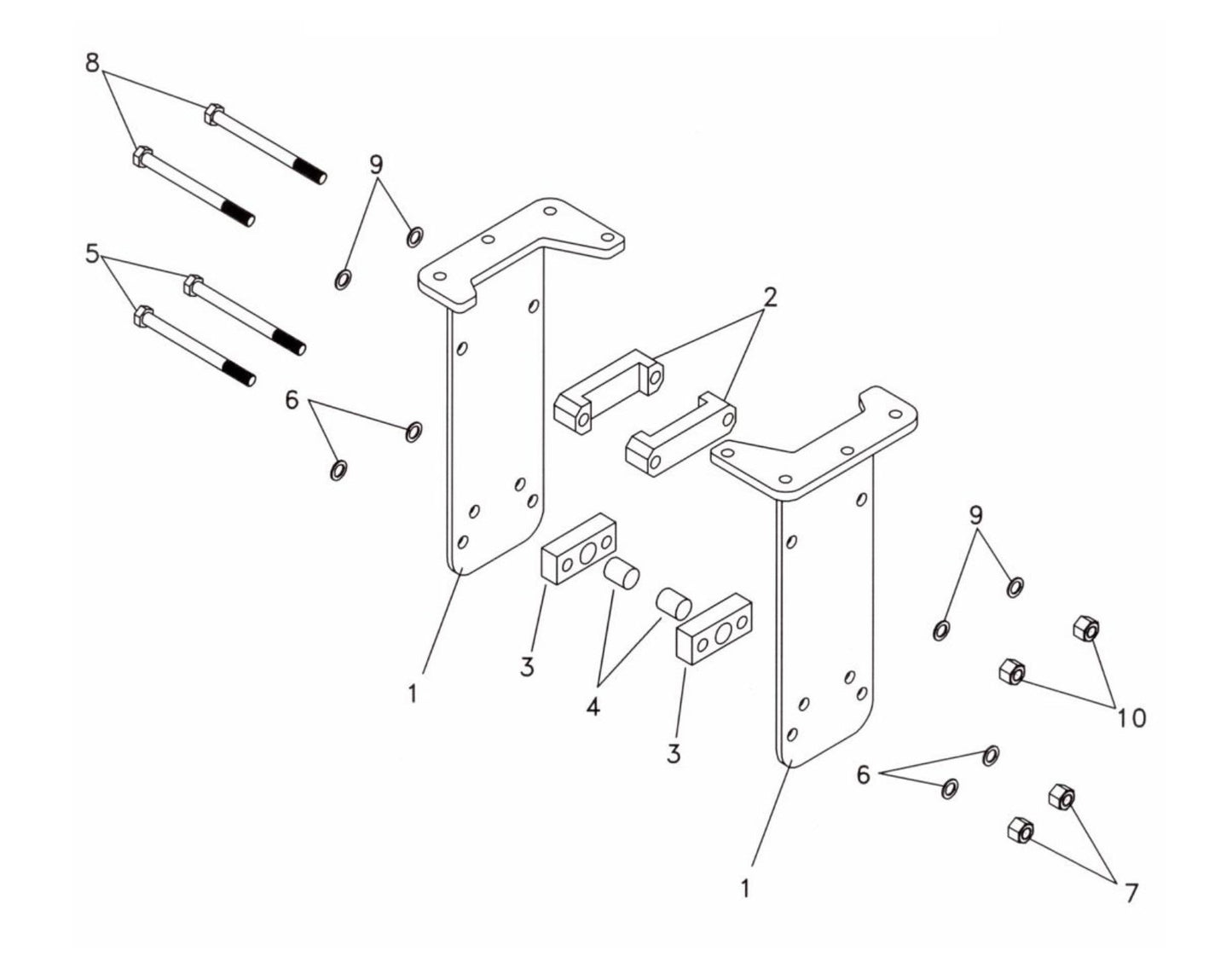Fx55 (Serial No.1001 and Up) Flange Side Plate Mounting Assembly Parts