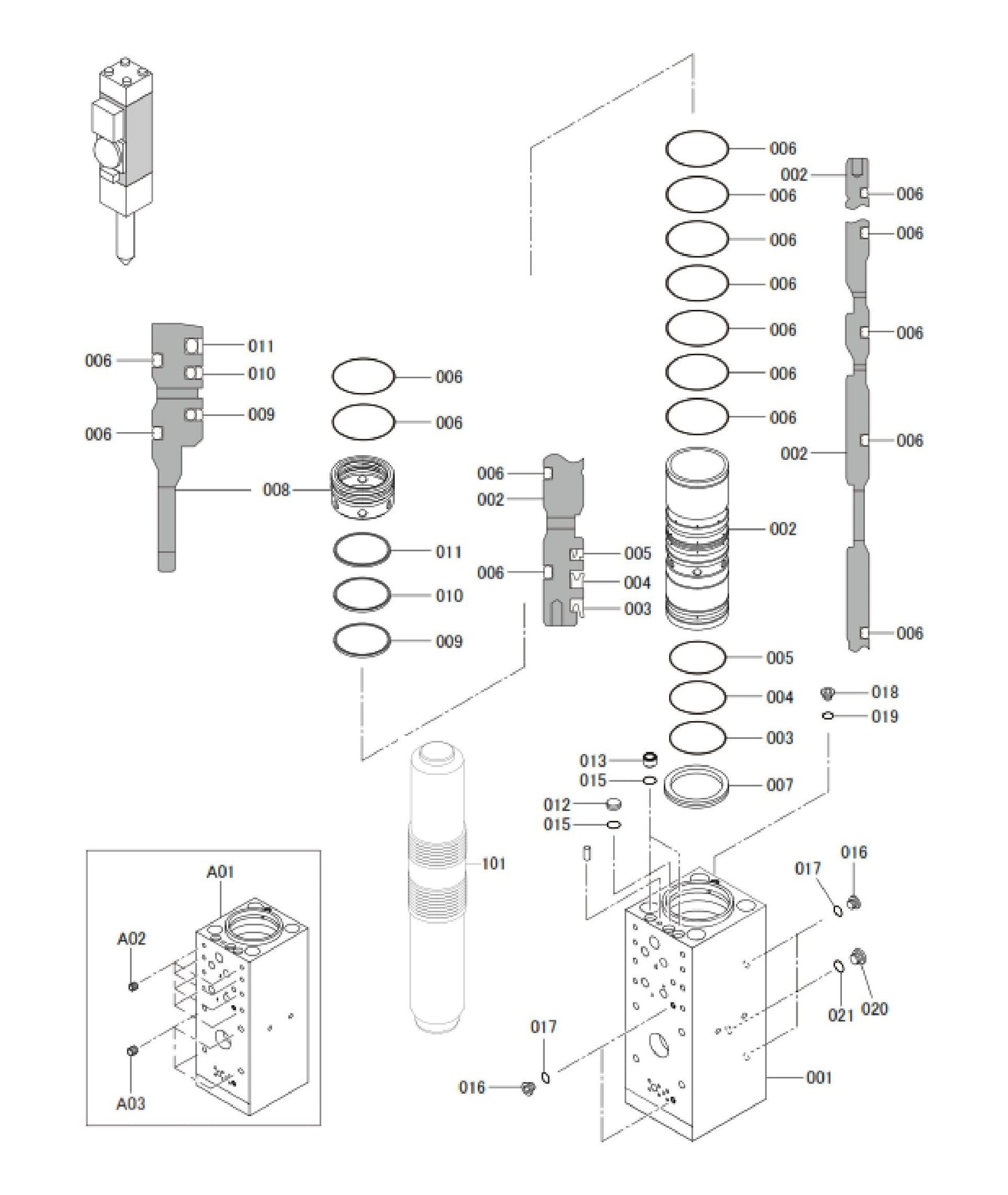 FX770Qtv Serial No.1001 ~ & Up Cylinder Assembly Parts