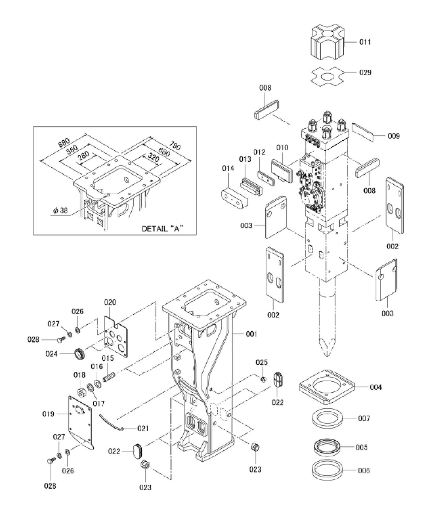 FX770Qtv Serial No.1001 ~ & Up SV-Box Screw Type Adjuster Assembly Parts
