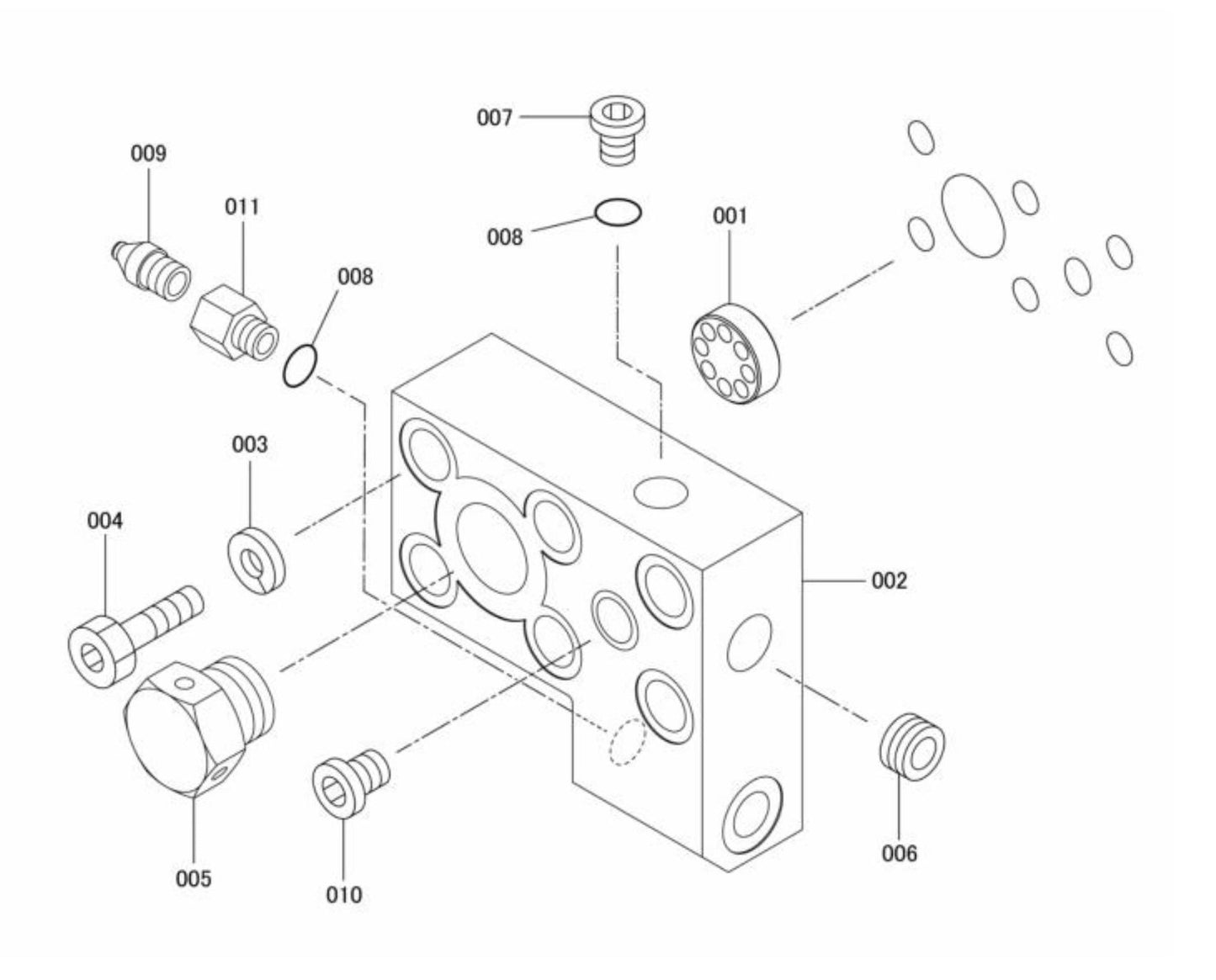 FX770Qtv Serial No.1001 ~ & Up Port Block Assembly-2 Parts