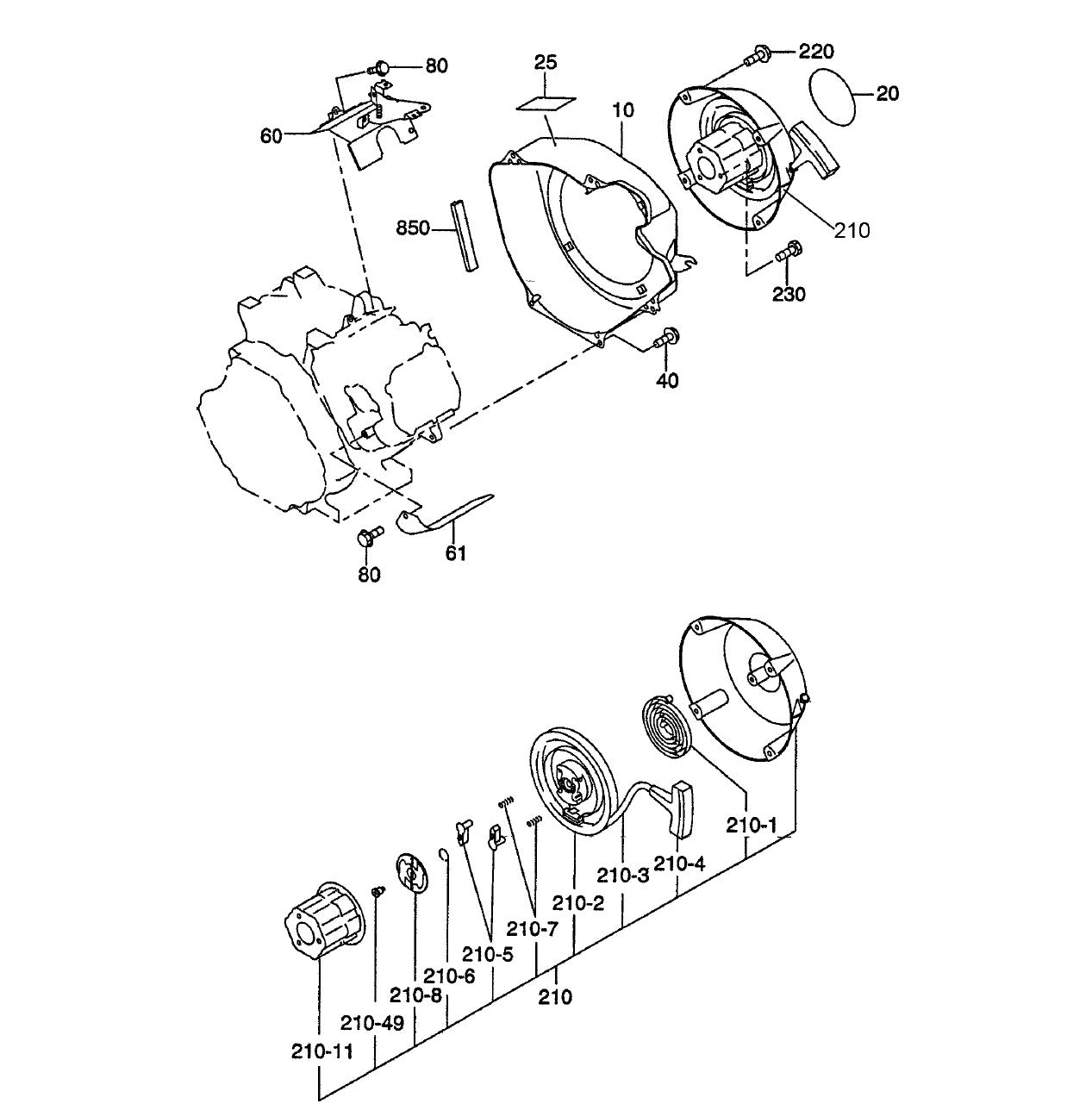 GA-6RE GA-6REA Robin EH-360YS2420 Engine Cooling Starting Assembly Parts By Multiquip