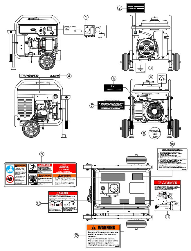 GA25HR GA2.5HR — Nameplate And Decals Assy. Parts By Multiquip