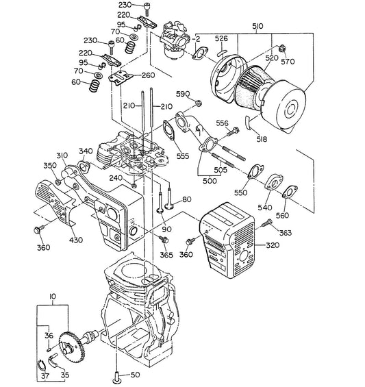GA23R2 ROBIN EH-17 ENGINE Intake And Exhaust Assy. Parts By Multiquip