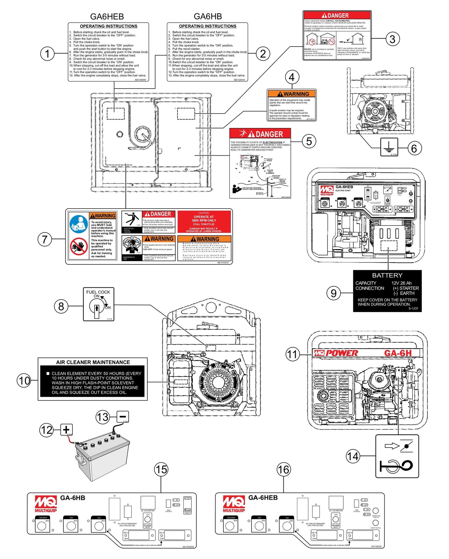 GA6HB/GA6HEB Nameplate and Decals Assembly Parts