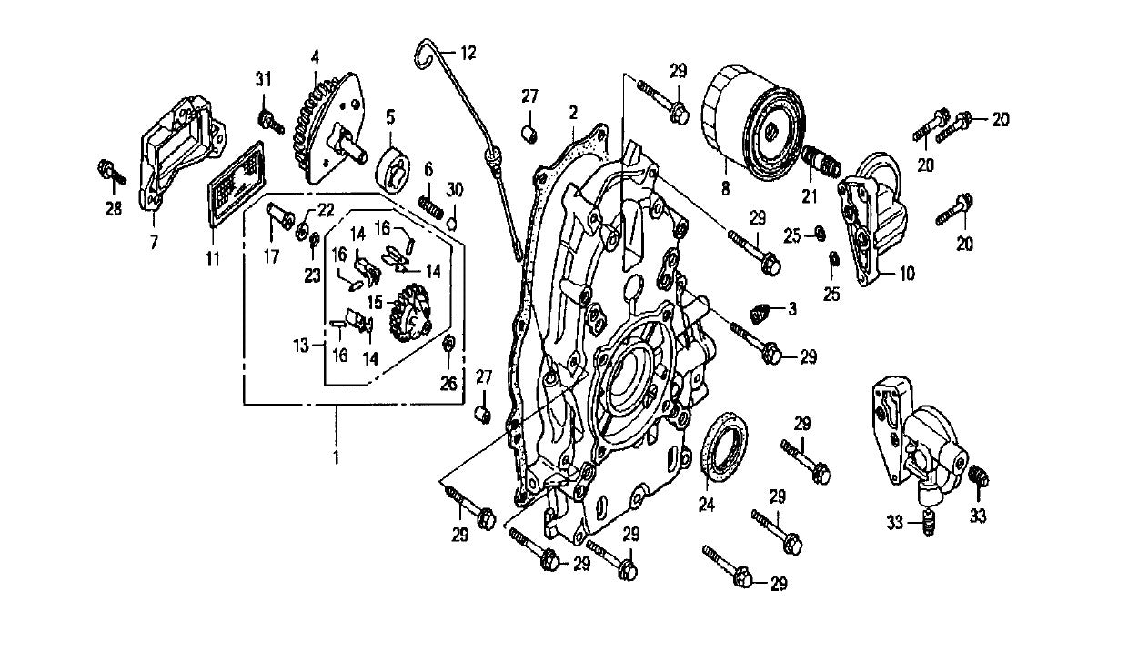 GA97HE GA9.7HE—HONDA GX610K1VD/U1VD ENGINE —Crankcase Cover Assembly Parts By Multiquip