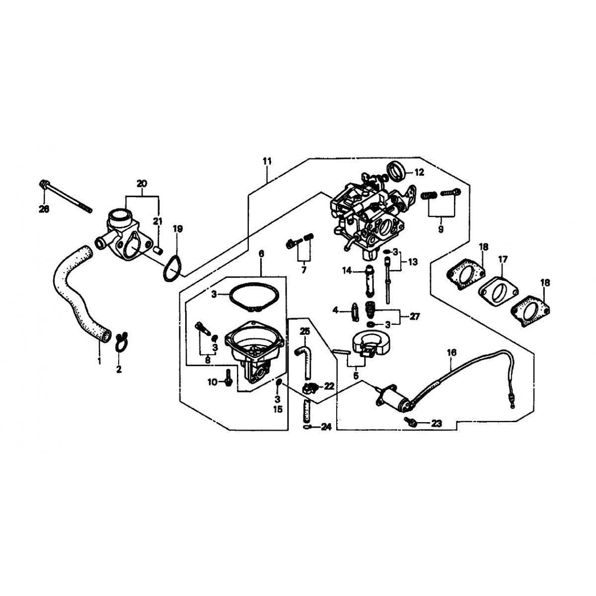 GA97HZ GA-9.7 HZ —HONDA GX610K1 ENGINE — Carburetor Assembly Parts By Multiquip