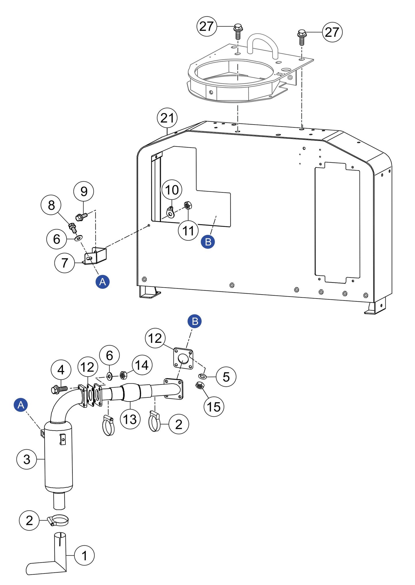GBX24BK GloBug Lighting System Frame 1 (Muffler) Assembly Parts by Multiquip