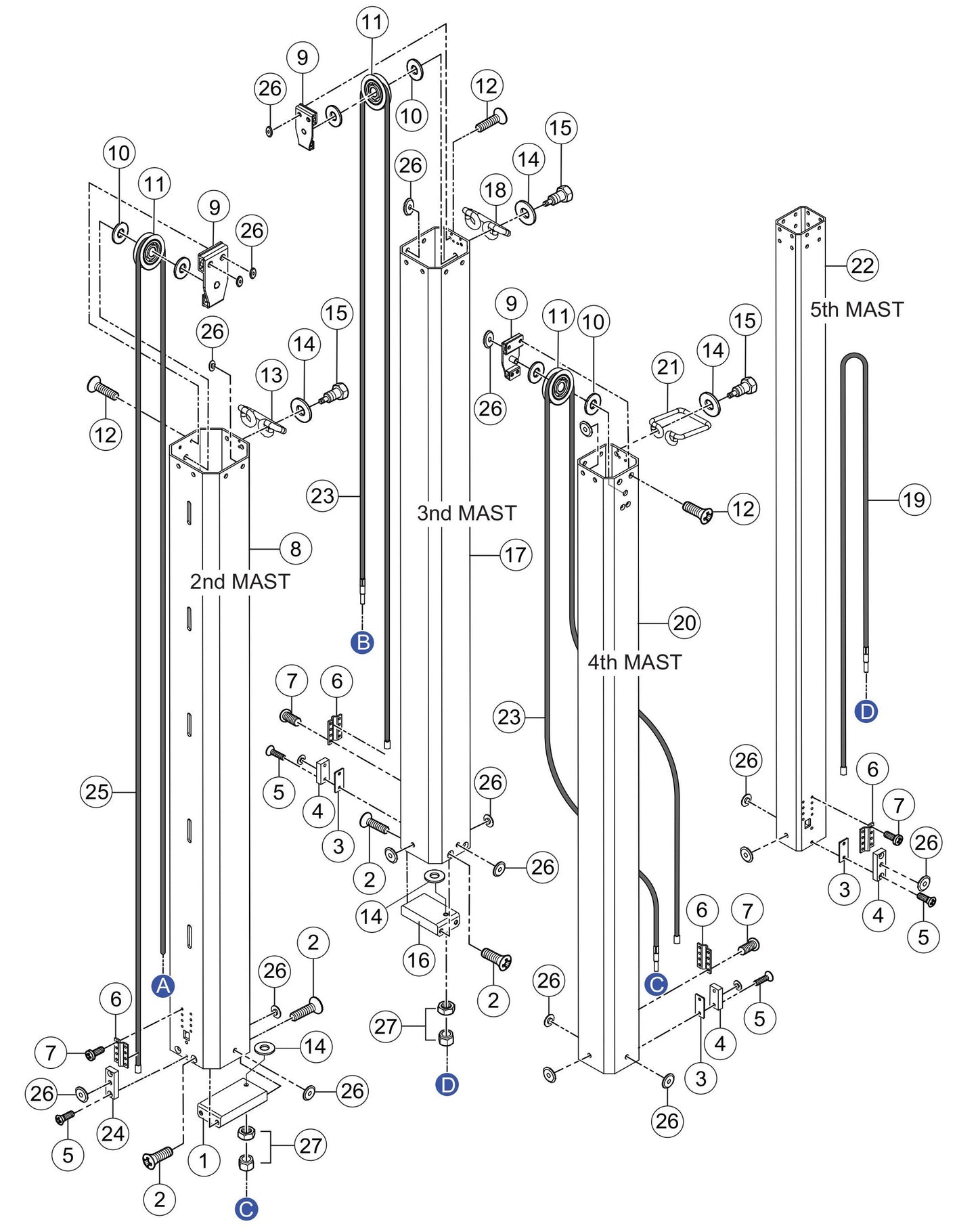 GBX24BK GloBug Lighting System Mast Group 2 Assembly Parts by Multiquip
