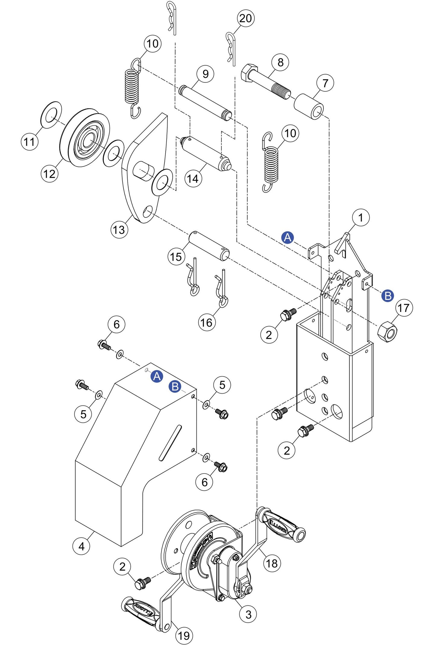 GBX24BK GloBug Lighting System Winch Assembly Parts by Multiquip