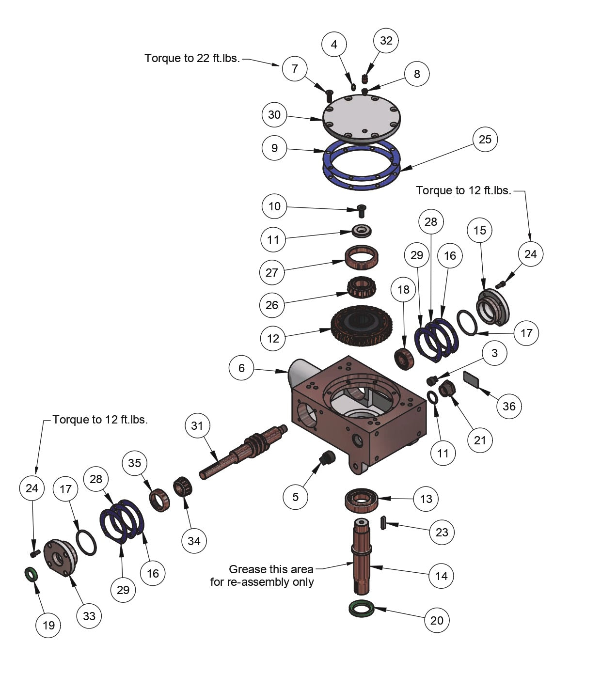 PRO430E / PRO436 / PRO436E / PRO436TC / PRO446 / PRO446TC Gear Box Assembly Parts By Allen Engineering