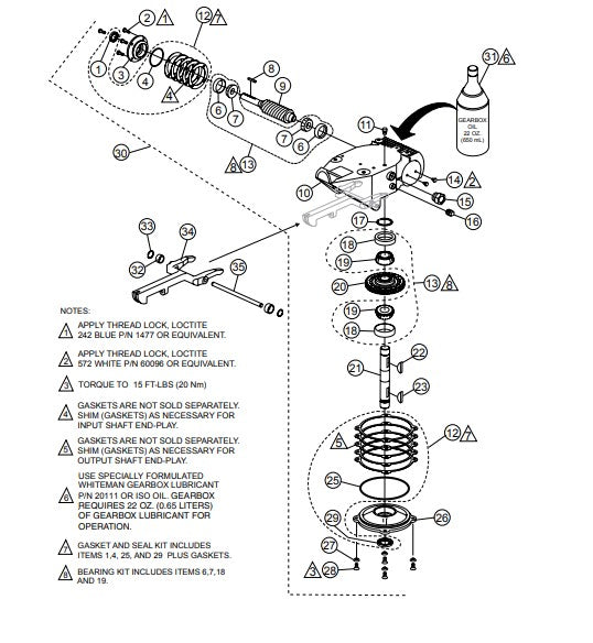 Gearbox Assembly Parts for B46-Series Trowels by Multiquip Witeman