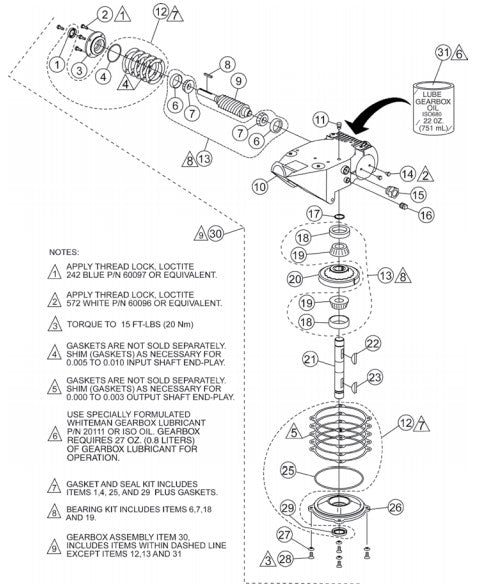 Gearbox Assembly Parts for CA4HM Trowels by Multiquip Whiteman