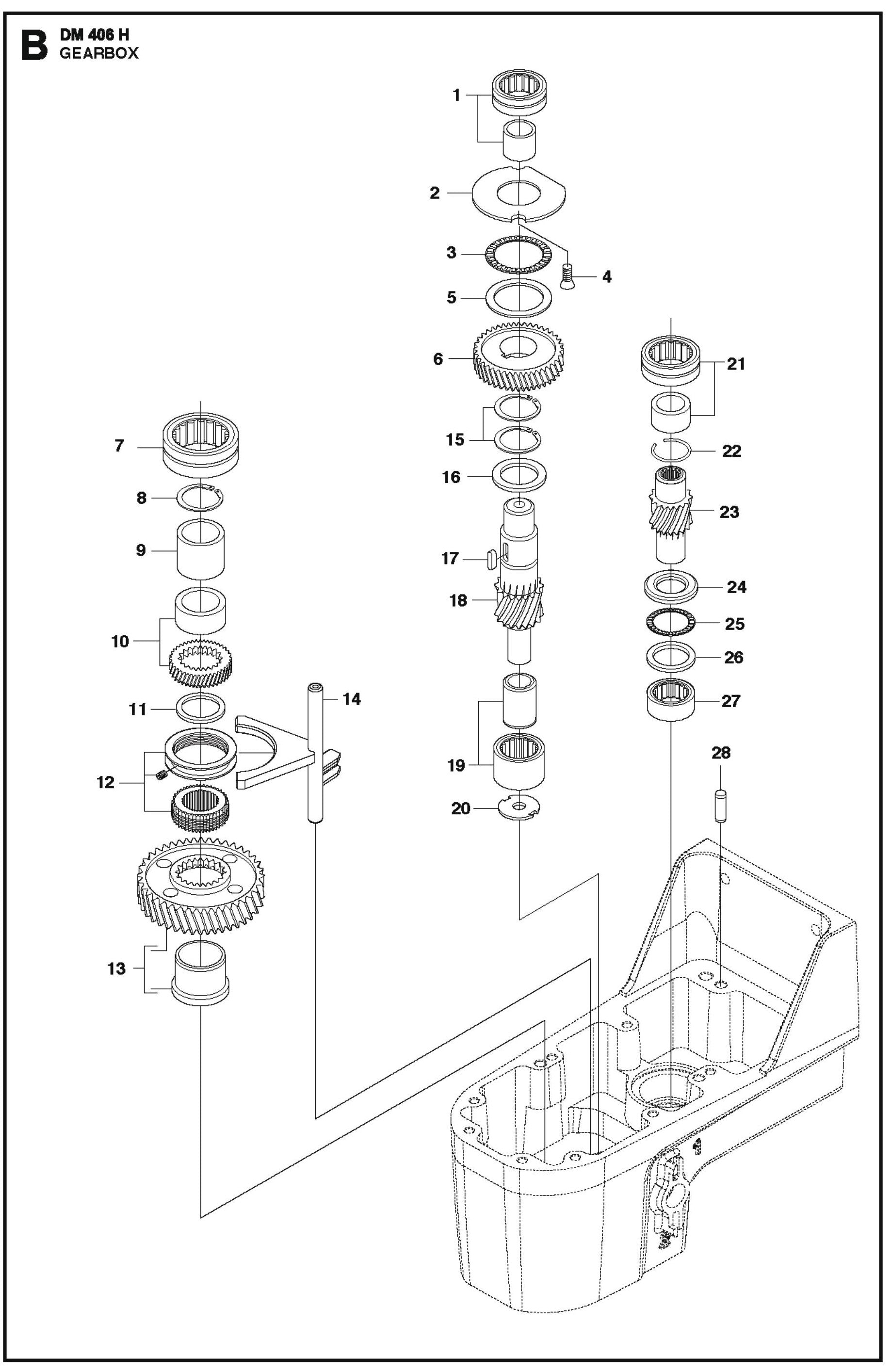Gearbox Parts For Core Drill Motor DM 406 H By Husqvarna