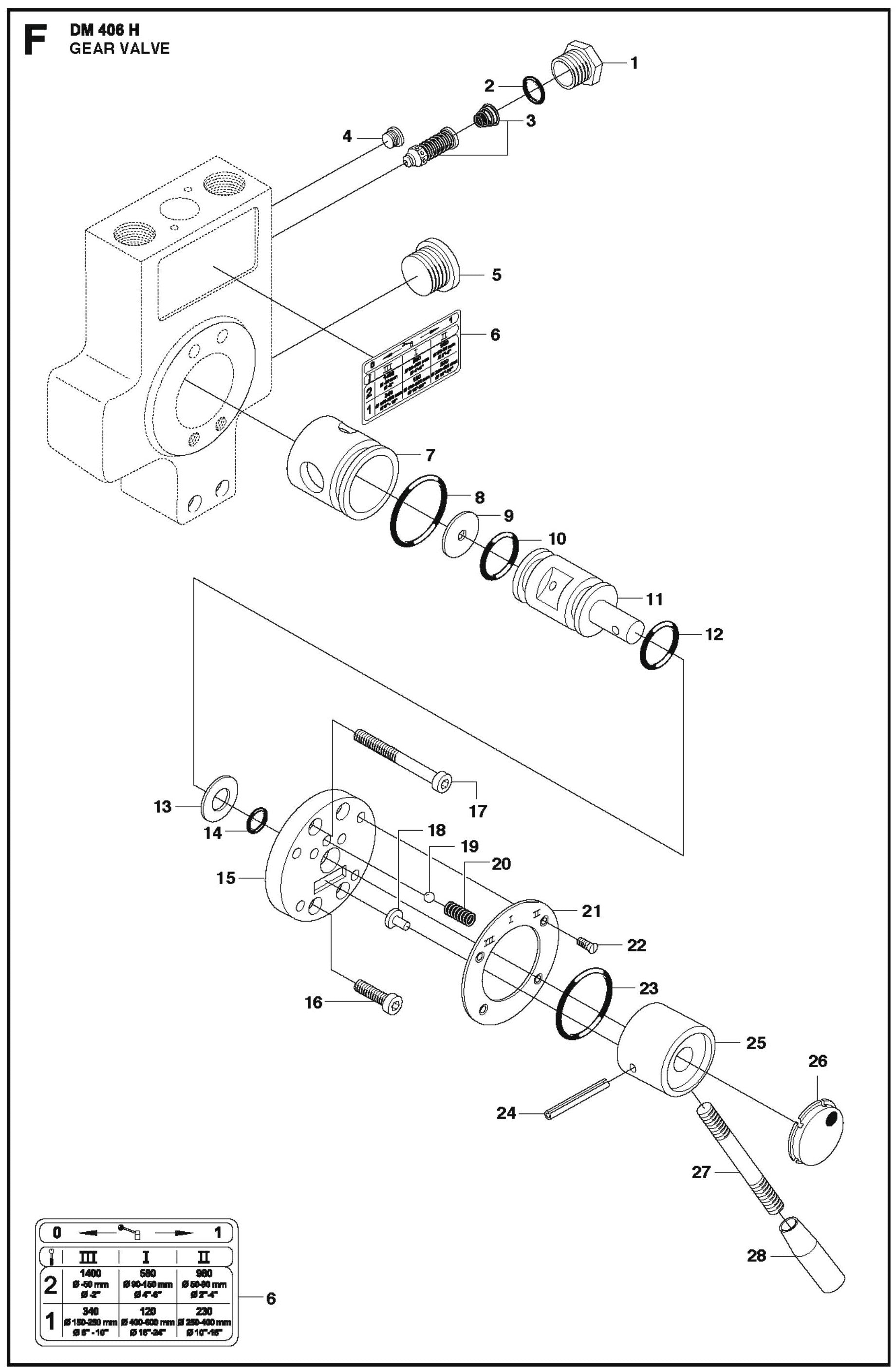 Gear Valve Parts For Core Drill Motor DM 406 H By Husqvarna