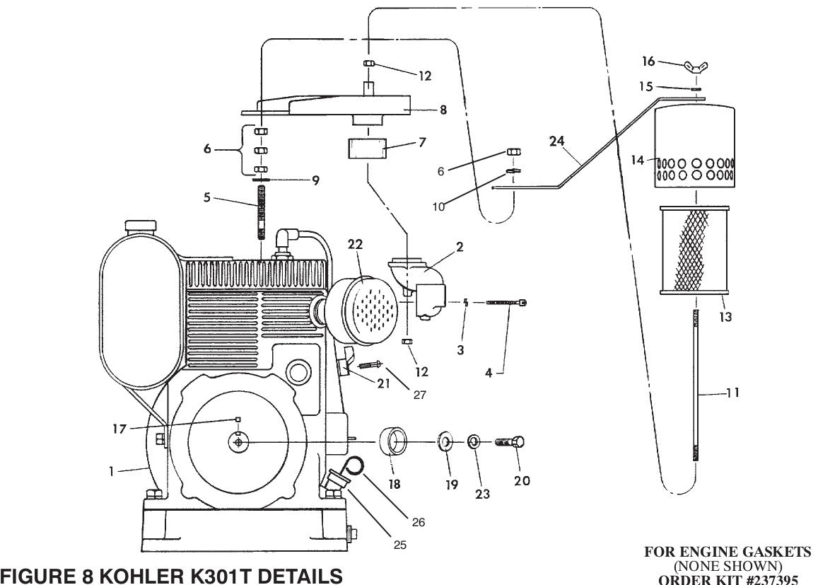 GP7000 Kohler K301T Assembly Parts By MBW