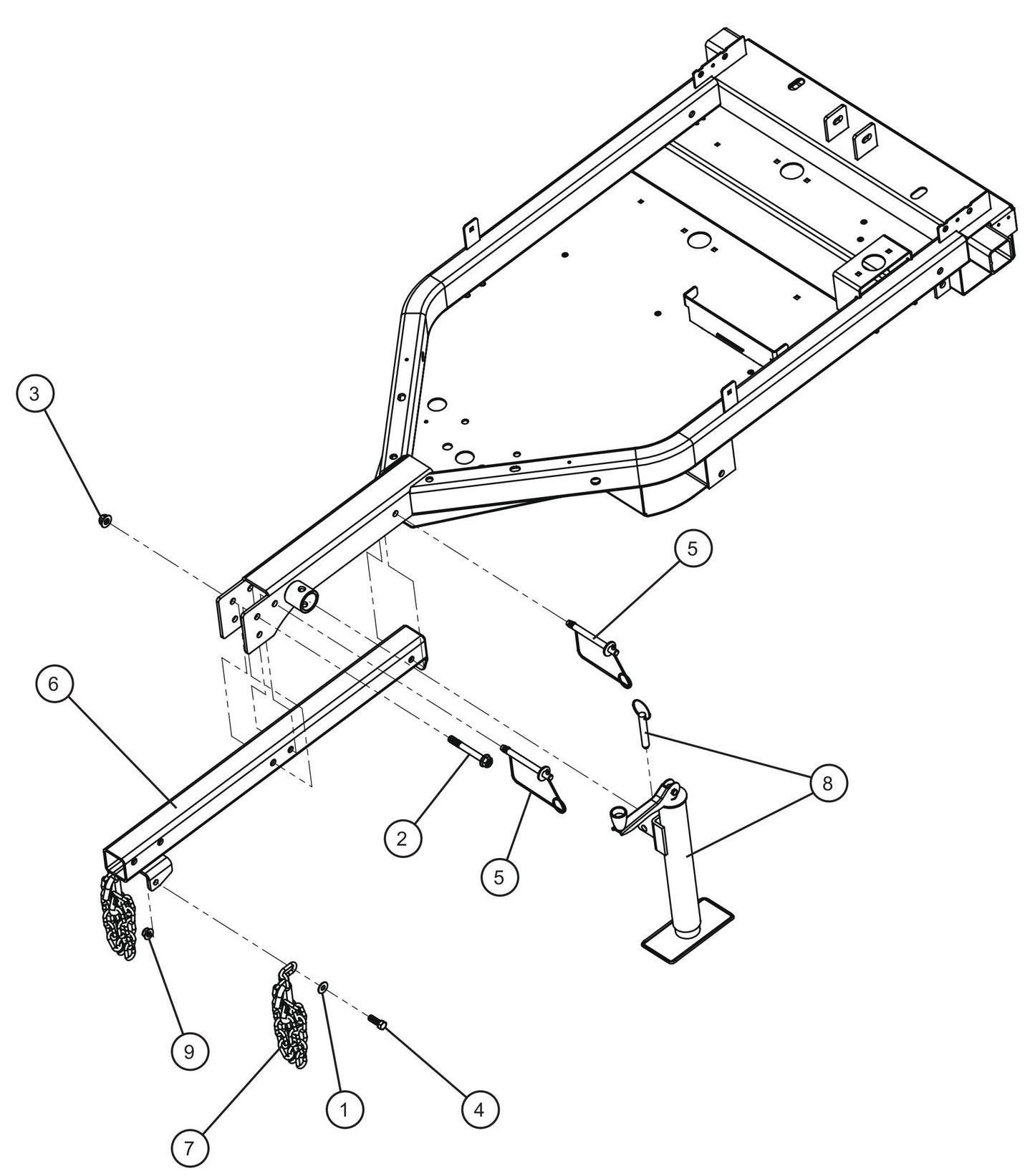 Tongue Assembly Parts for GR-Series Night-Lite Liquid-Cooled CM Light Tower By Allmand