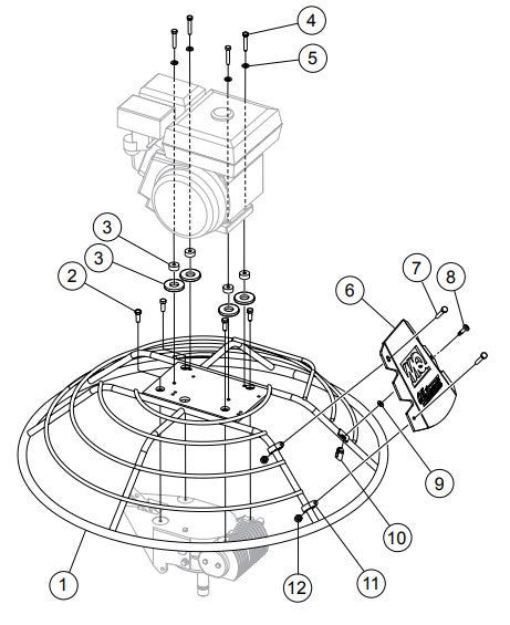 Guard Ring Assembly Parts for J36-M30-Series Trowels by Multiquip Whiteman