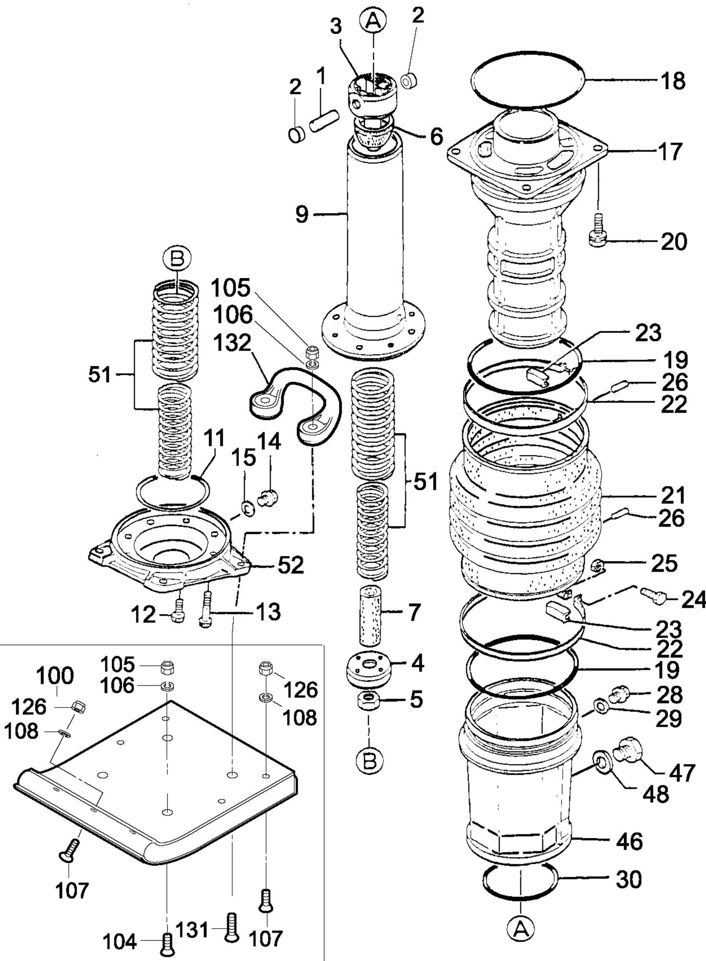 MT74FAF Guide Cylinder And Foot Assembly Parts