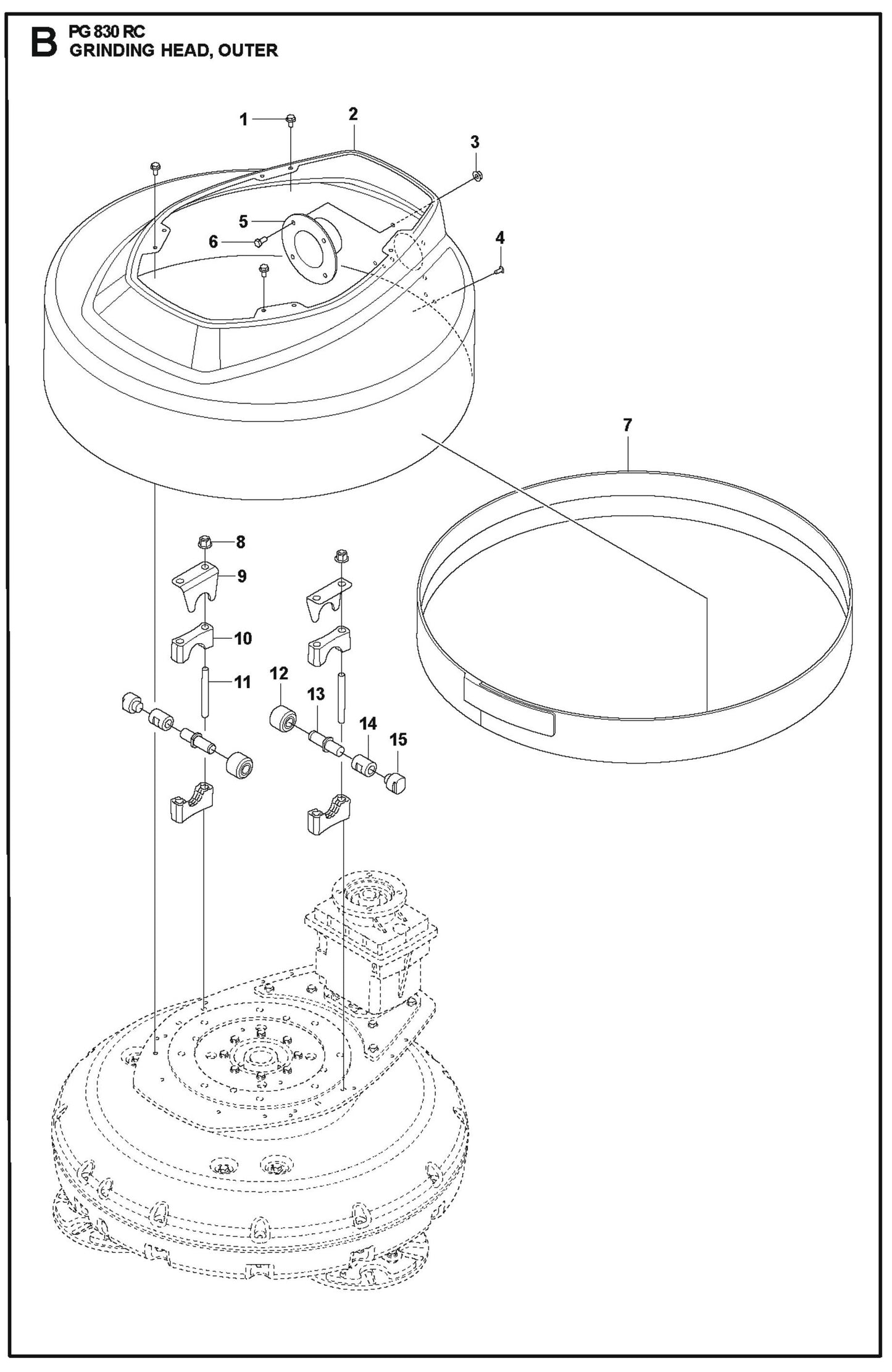 Grinding Head, Outer Parts For PG 830 RC By Husqvarna