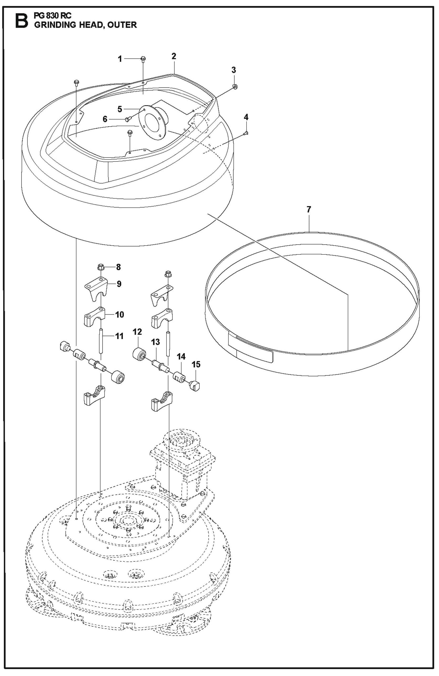 Grinding Head, Outer Parts For PG 830 RC By Husqvarna