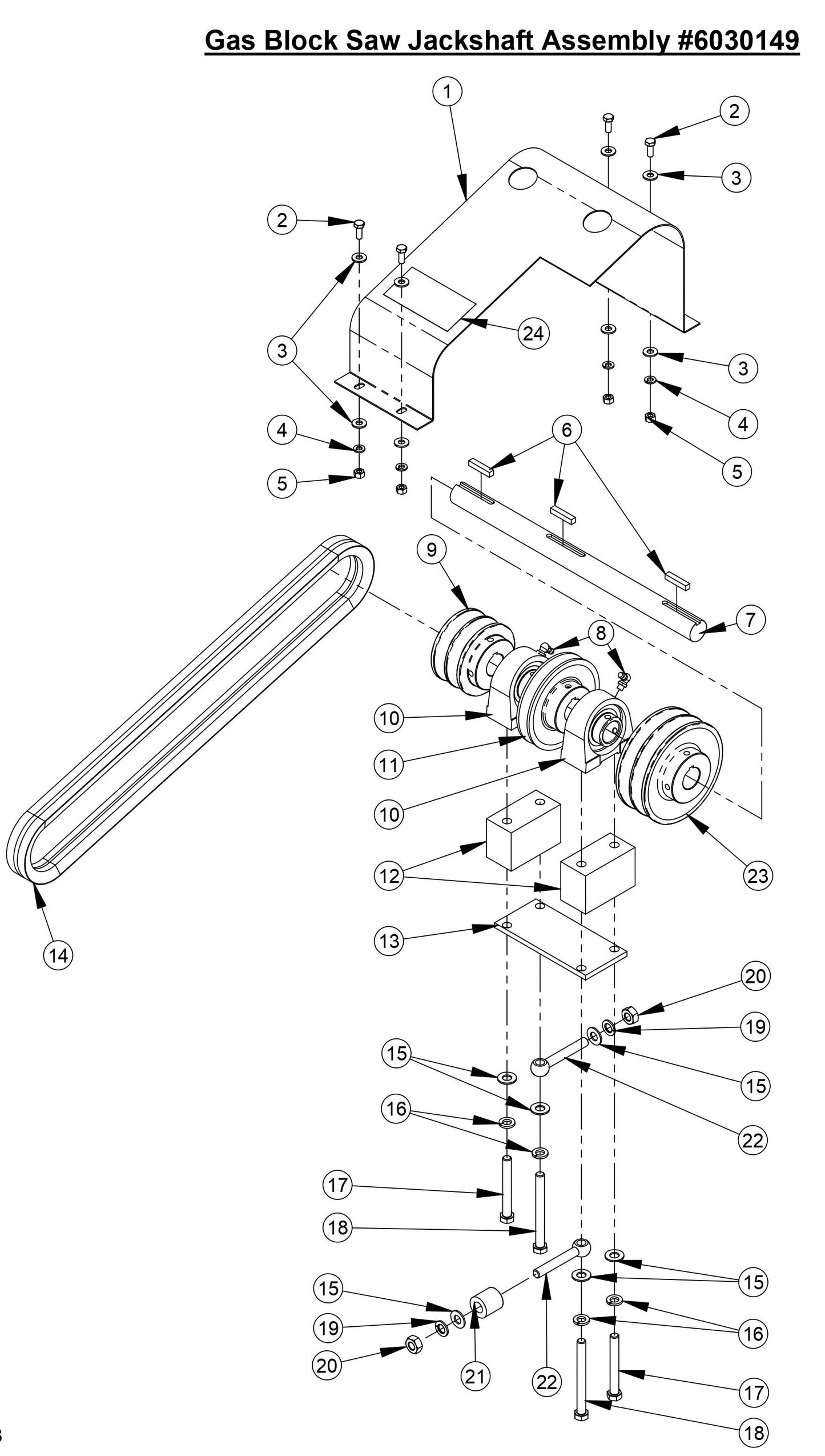 CC800M Gas Block Saw Jackshaft Assembly