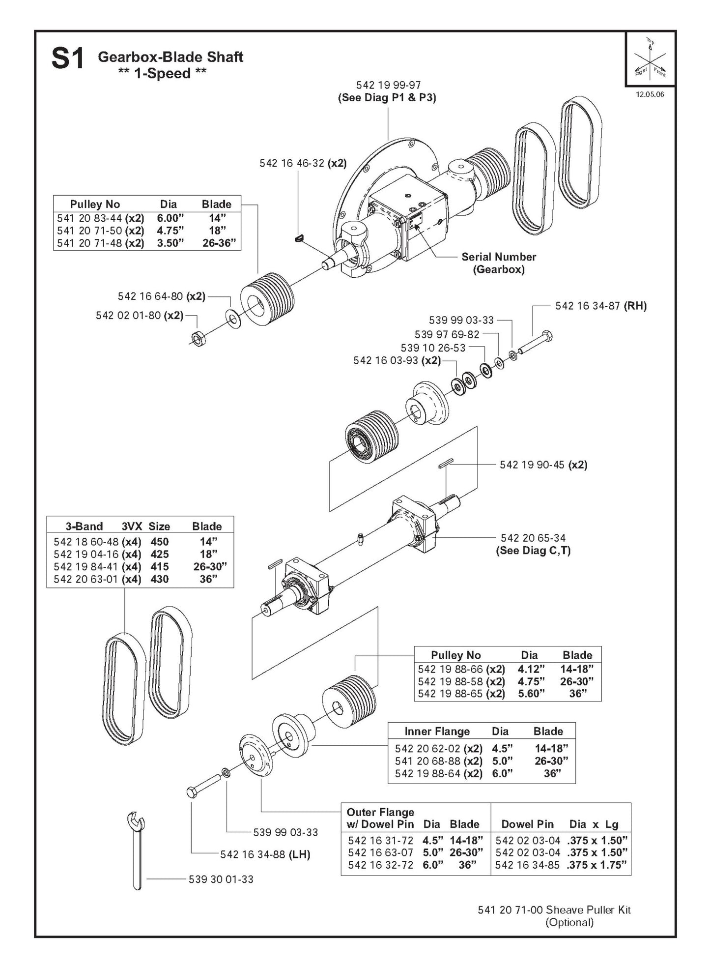 Gearbox-Blade Shaft 1-Speed Parts for FS4800 D By Husqvarna