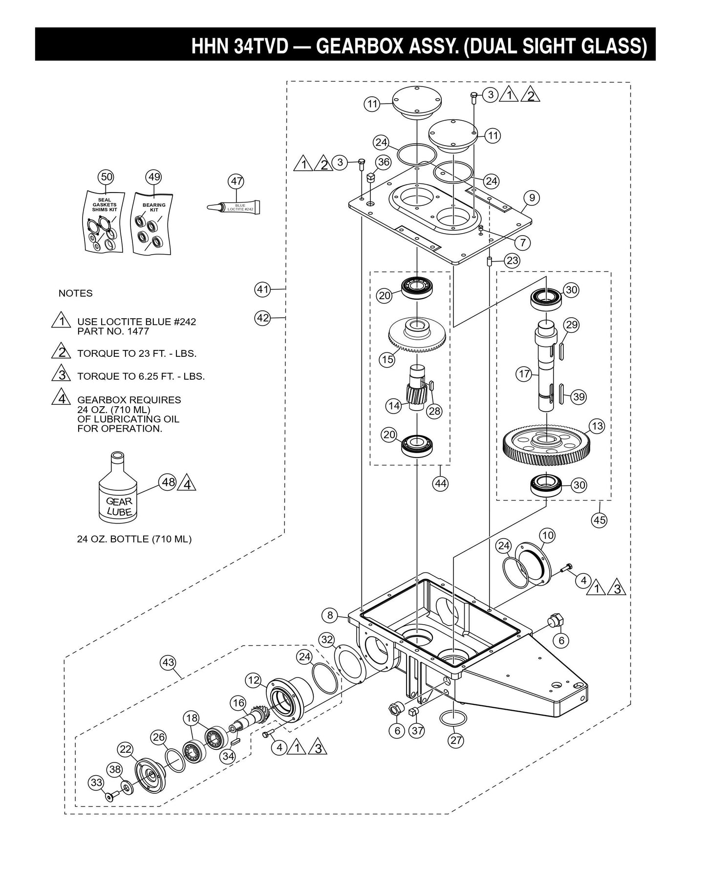HHN-34TVD Gearbox Assembly (Dual Sight Glass)