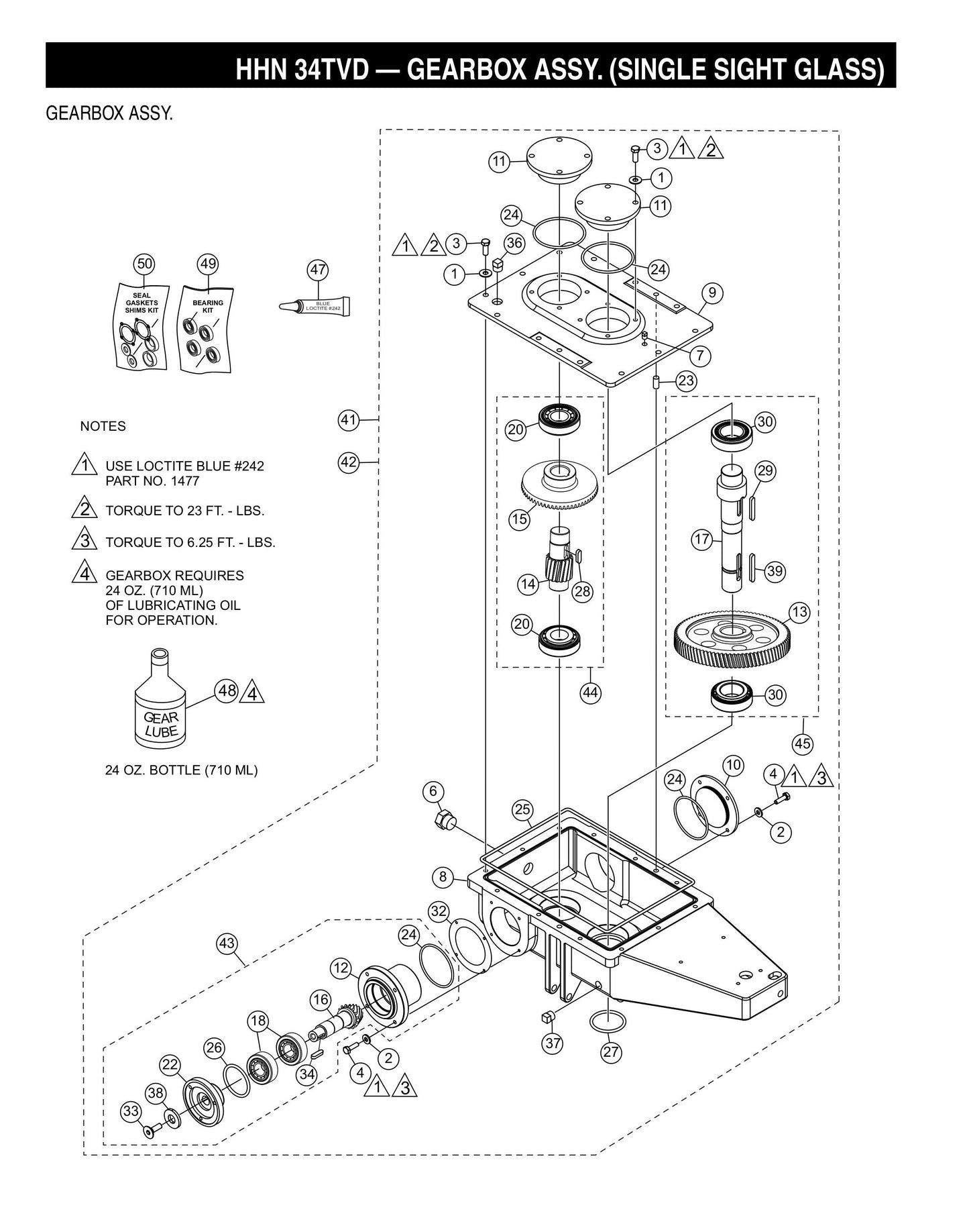 HHN-34TVD Gearbox Assembly (Single Sight Glass)