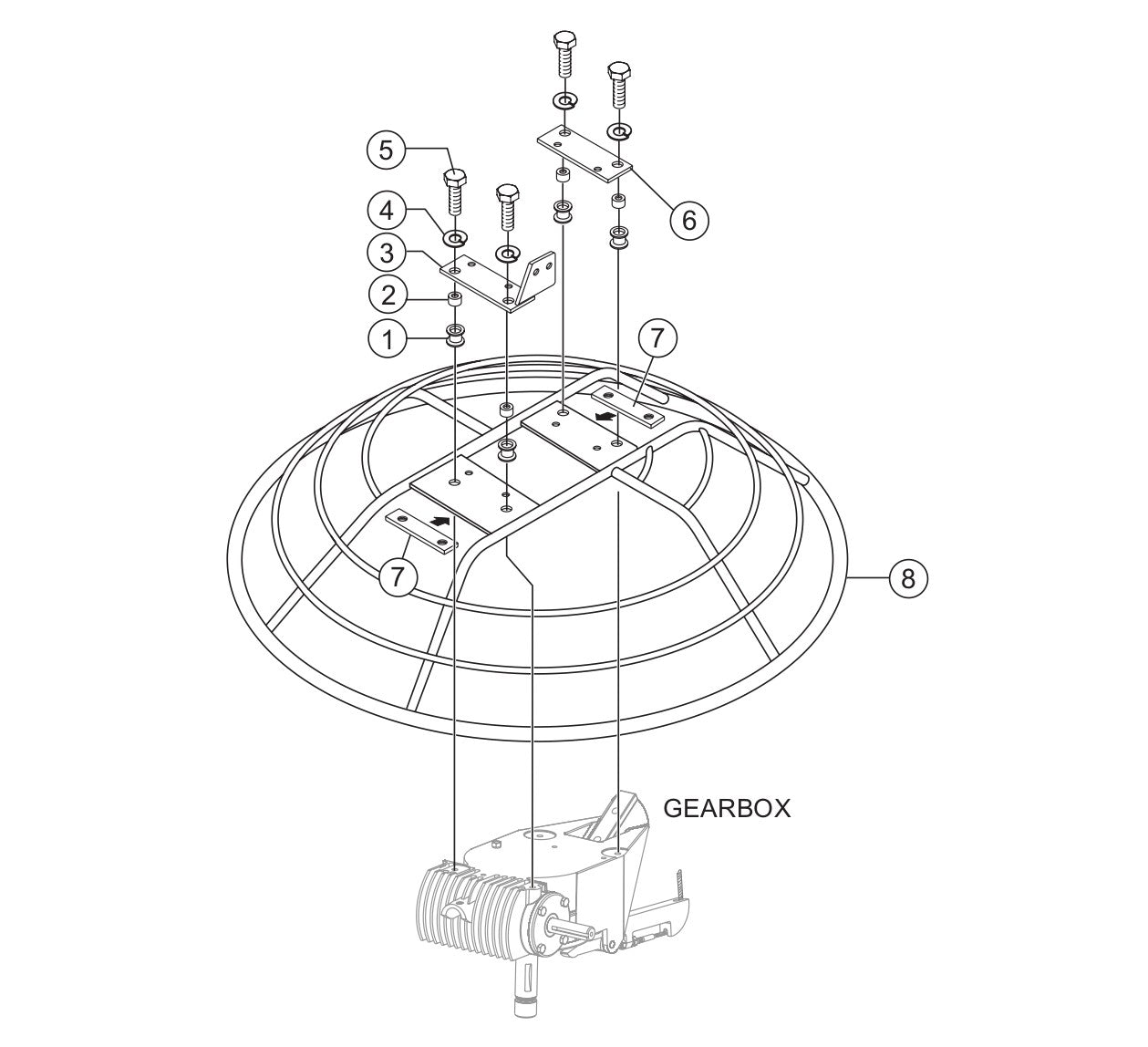 Guard Ring Assembly Parts for J36E2 Trowels with SN-LEO118040-ABOVE by Multiquip whiteman