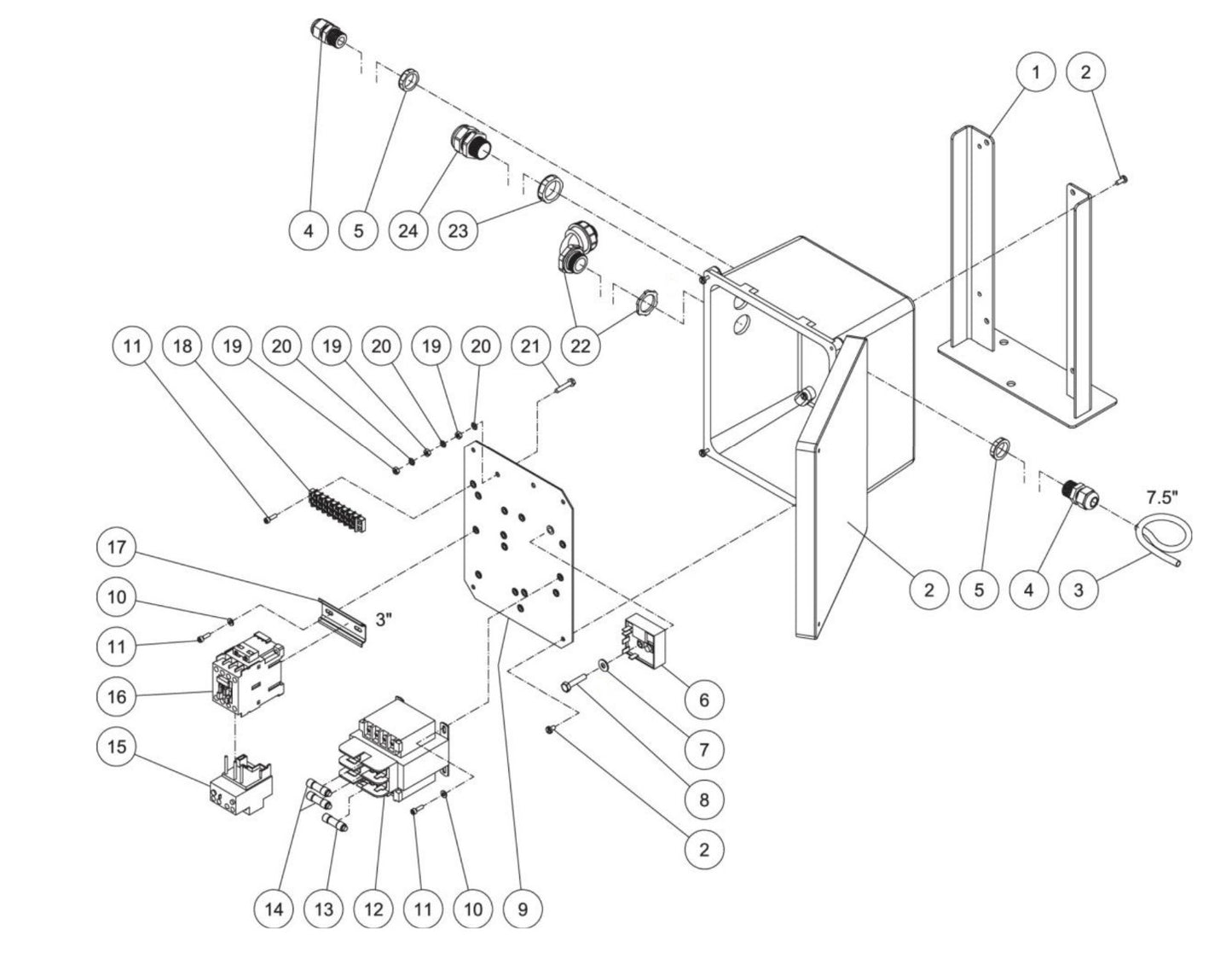 HAE-2503-0E4G, HAE-3004-0E4G CW Electric Box Assembly Parts By Mi-T-M