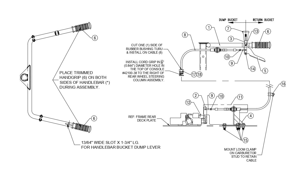 AW16-K, AW21-K & AW16-P Handle Mounted Dump Lever Assembly Parts By Allen Engineering