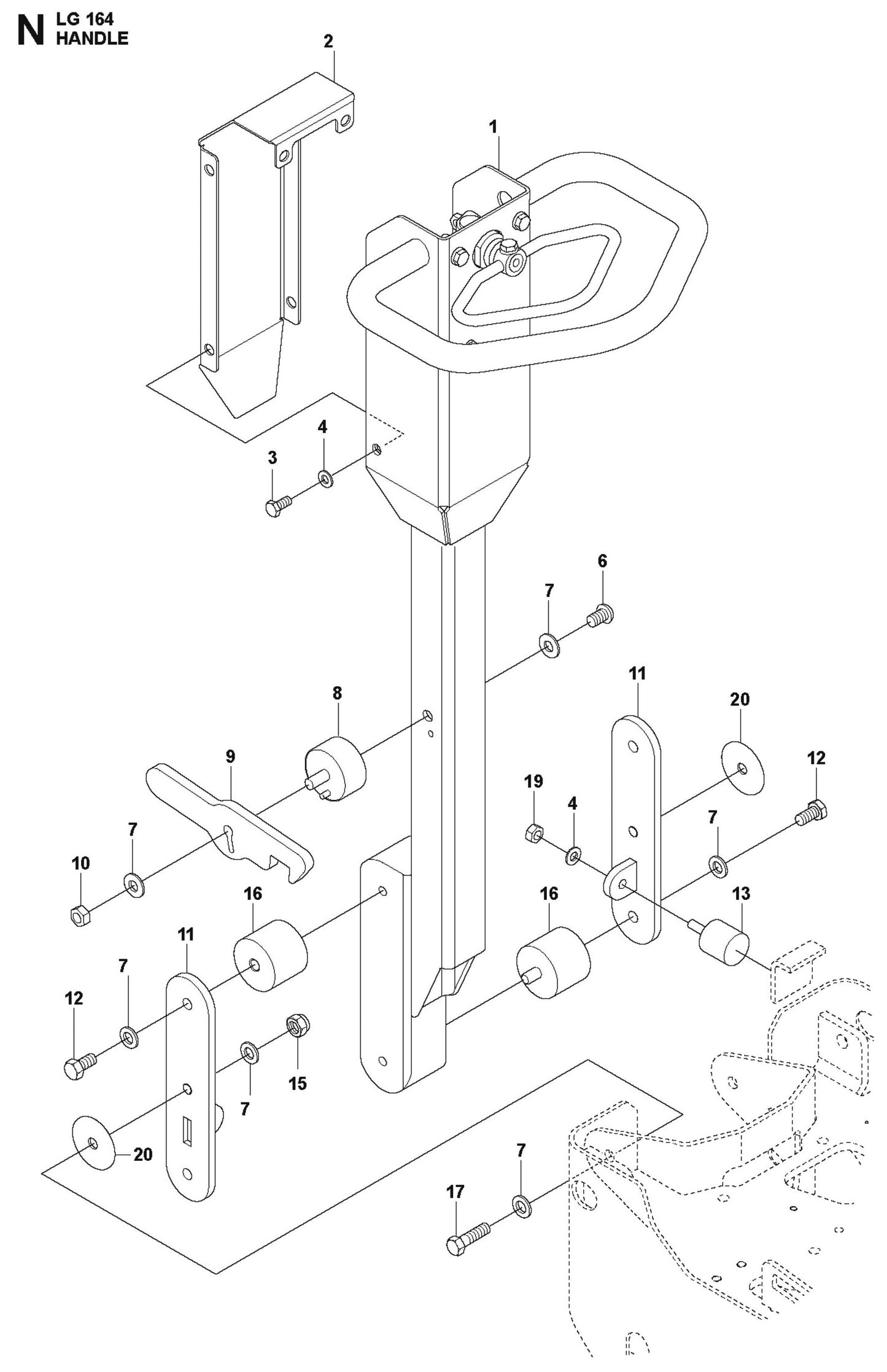 Handle Parts For LG 164 Diesel By Husqvarna