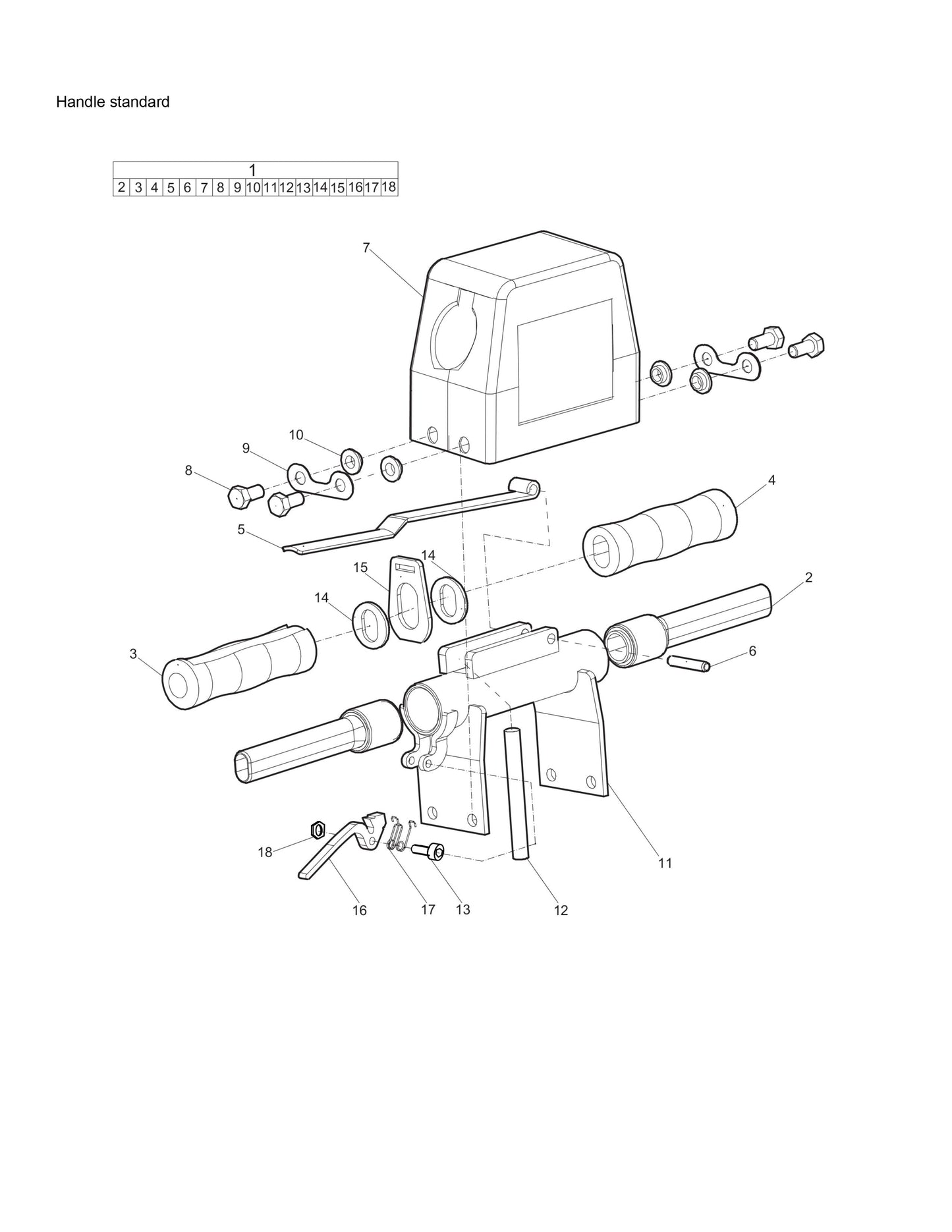 RDR 48 M Handle assembly Standard Parts by Chicago Pneumatics