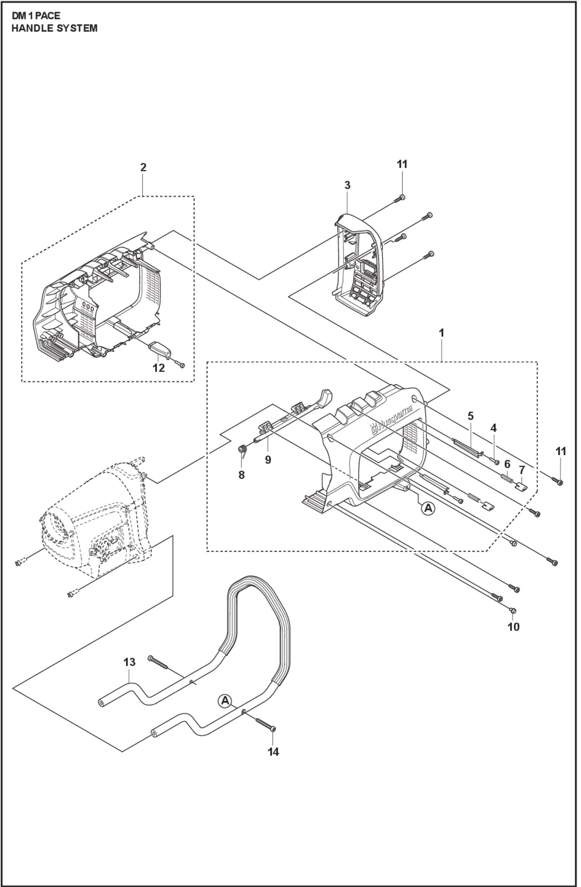 Handle System Parts For DM 1 PACE By Husqvarna