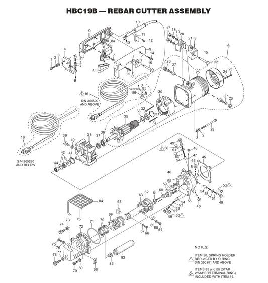Rubber Cutter Assembly Parts -  HBC19B