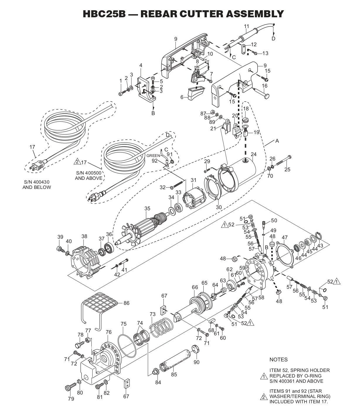 Rubber Cutter Assembly Parts - HBC25B