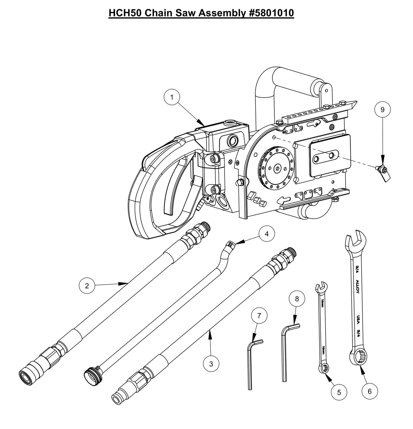 HCH50 Chain Saw Assembly Parts