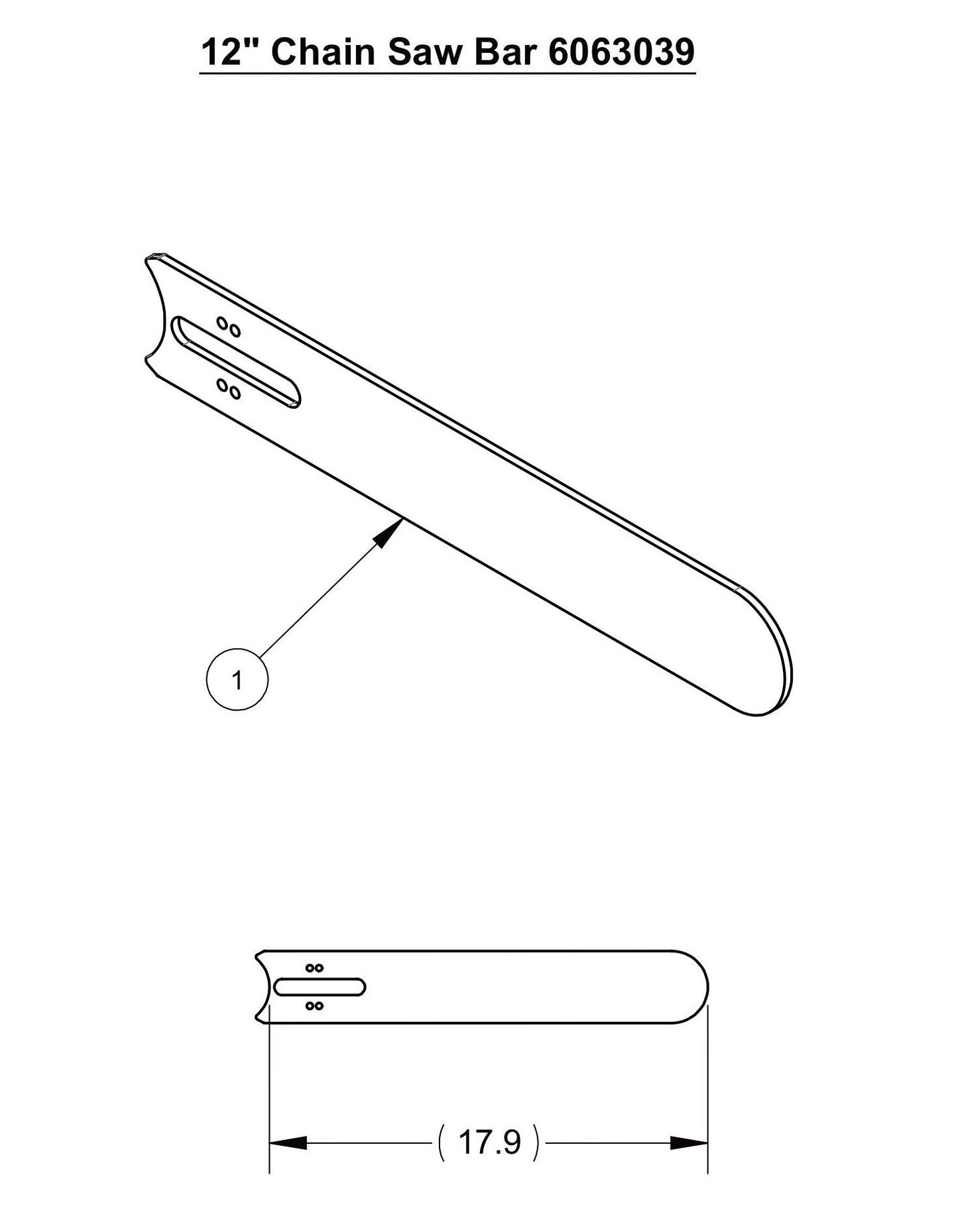 HCH50 12" Chain Saw Bar Assembly Parts