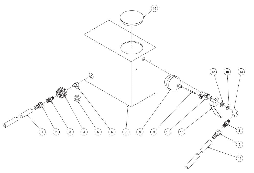 HEG-0210-0E9G, HEG-2010-0E3G/0E4G/0E5G, HEG-3008-0E3G/0E4G/0E5G/0E9G Float Tank Assembly Parts By MiTM