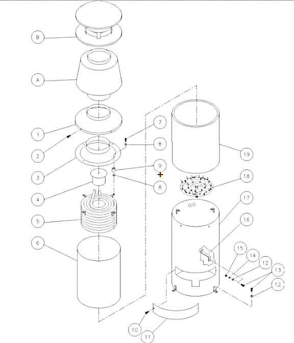 HG-1505-0M10/0M30, HG-2004-0M10/0M30, HG-2205-0M10/0M30, HG-3004-0M10/0M30 (sn:0-26639), (sn:26640-29516)  Boiler Assembly Parts By Mi-T-M