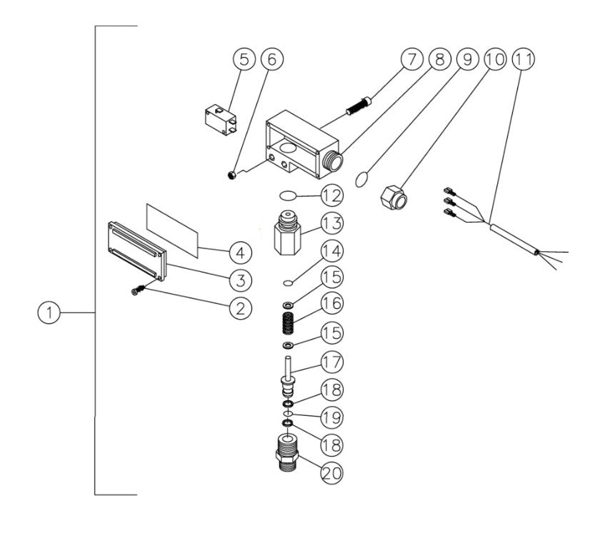 HG-0M10/0M30 (sn:0-26639), HS, HSP-2003-3MGH/3MGV (sn:0-26203), Series Pressure Switch Assembly Parts By Mi-T-M