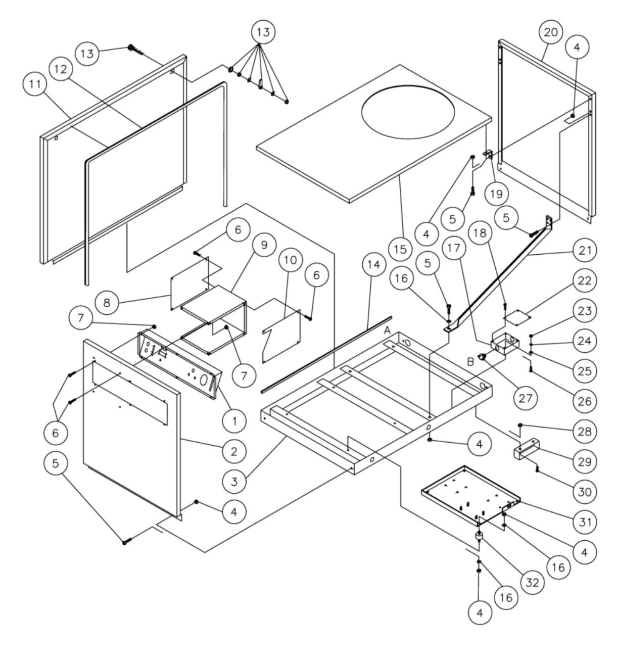 HG-1505-0M10/0M30, HG-2004-0M10/0M30, HG-2205-0M10/0M30, HG-3004-0M10/0M30 Frame Assembly Parts By Mi-T-M