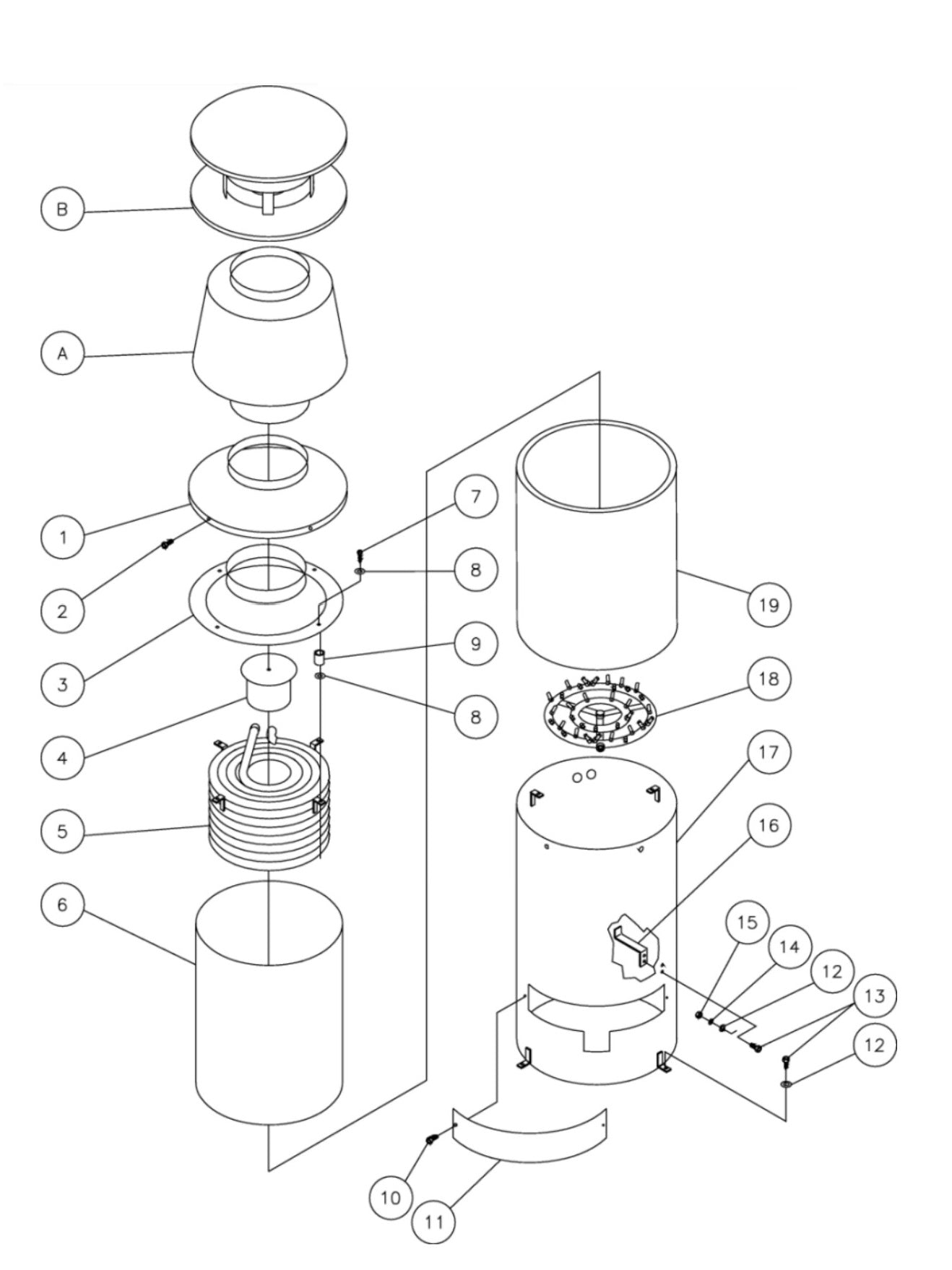 HG-1505-0M10/0M30, HG-2004-0M10/0M30, HG-2205-0M10/0M30, HG-3004-0M10/0M30 (sn:15001176-99999999), (sn:29517-15001175) Boiler Assembly Parts By Mi-T-M