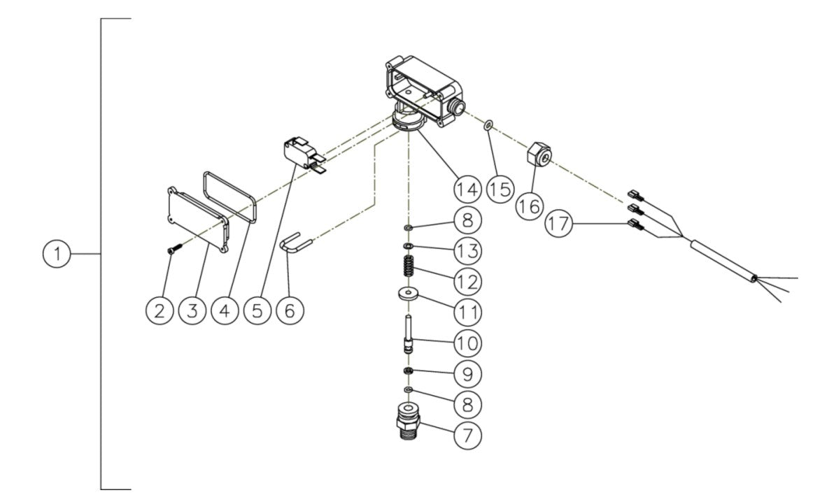Series HG, HS, HSE, HEG, HEO, HSP, DH, DHG, HDB, HDC, HHD, HDD, HDS, HVS, HSD, HHS  Series Pressure Switch Assembly Parts By Mi-T-M