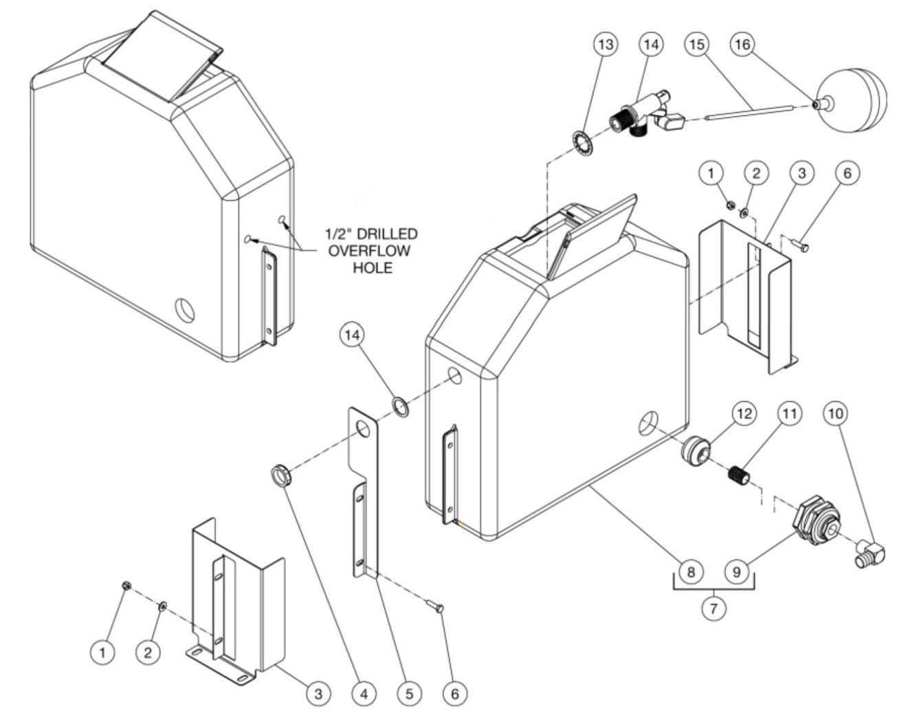 HG sn:15045001-99999999), (sn:15006771-15006153), (sn:15021778-15024154), (sn:15006154-15021777), (sn:15024155-15045000)  Series Float Tank Assembly Parts By Mi-T-M