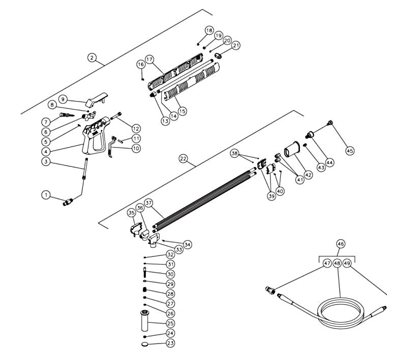 HG-1505-0M10/0M30, HG-2004-0M10/0M30, HG-2205-0M10/0M30, HG-3004-0M10/0M30 (sn:15001176-99999999), (sn:29517-15001175) Dual Lance Assembly Parts By Mi-T-M