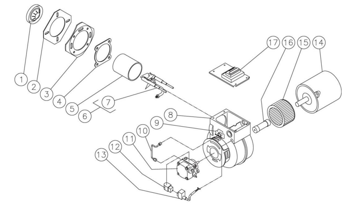 HHD-2004-0E2G/0E3G/0E4G, HHD-3004-0E2G/0E3G/0E4G, HHD-3005-0E3G/0E4G Burner Assembly Parts By MiTM