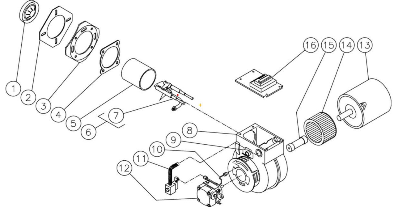 HHD-2004-0E8G/0E9G, HHD-3004-0E5G/0E8G/0E9G, HHD-3005-0E5G/0E9G Burner Assembly Parts By MiTM